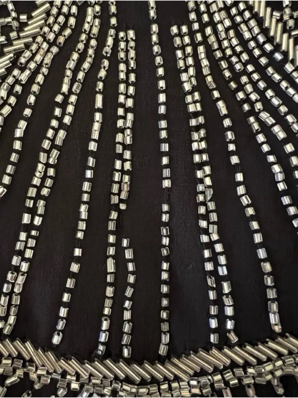 Parker Black Halter Beaded Mini Dress with Silver Accents
